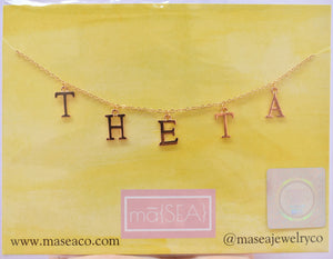 Kappa Alpha Theta THETA Sorority Letter Necklace