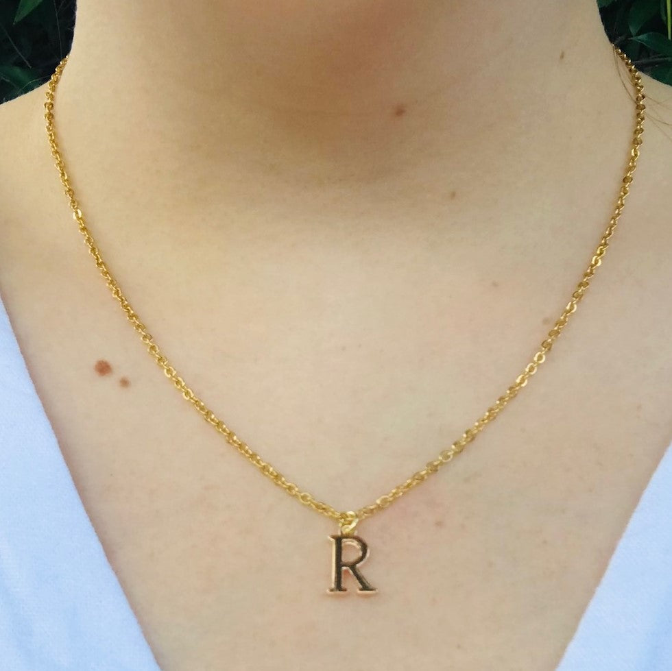 Remi Sage Initial Letter Necklace