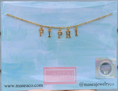 Pi Beta Phi PI PHI Mini Sorority Letter Necklace