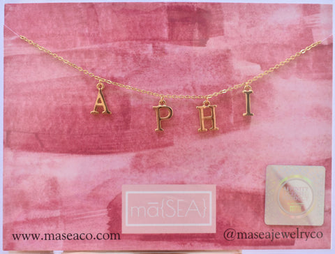 Alpha Phi APHI Sorority Letter Necklace