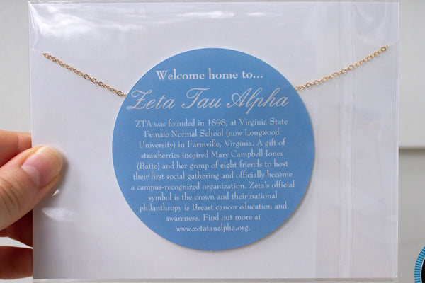 Zeta Tau Alpha ZETA Sorority Letter Necklace