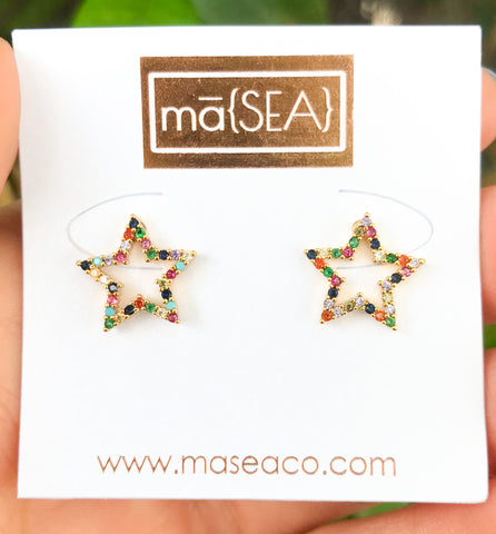 Phoenix Alya Rainbow Star Stud Earrings