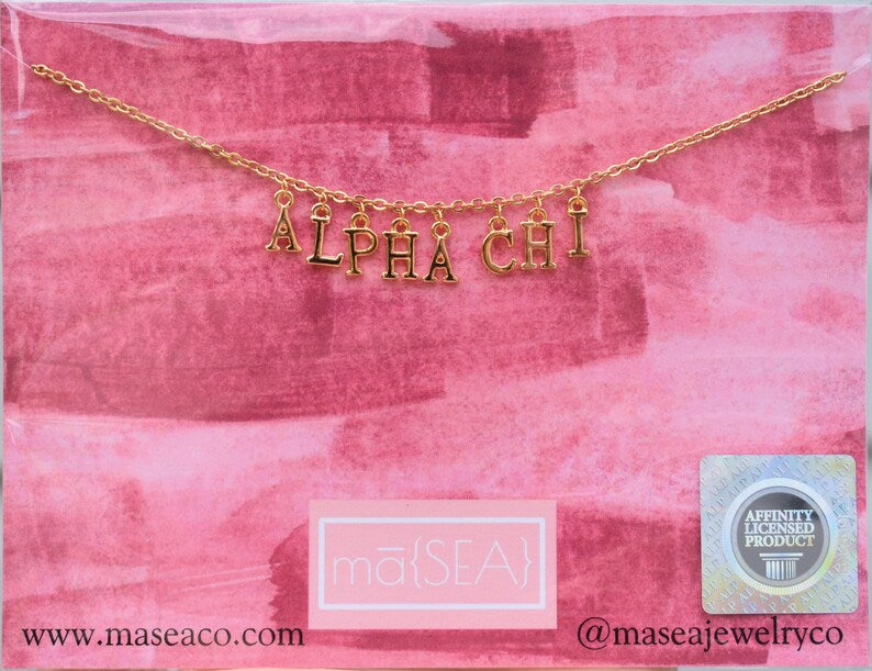 Alpha Chi Omega Mini Sorority Letter Necklace