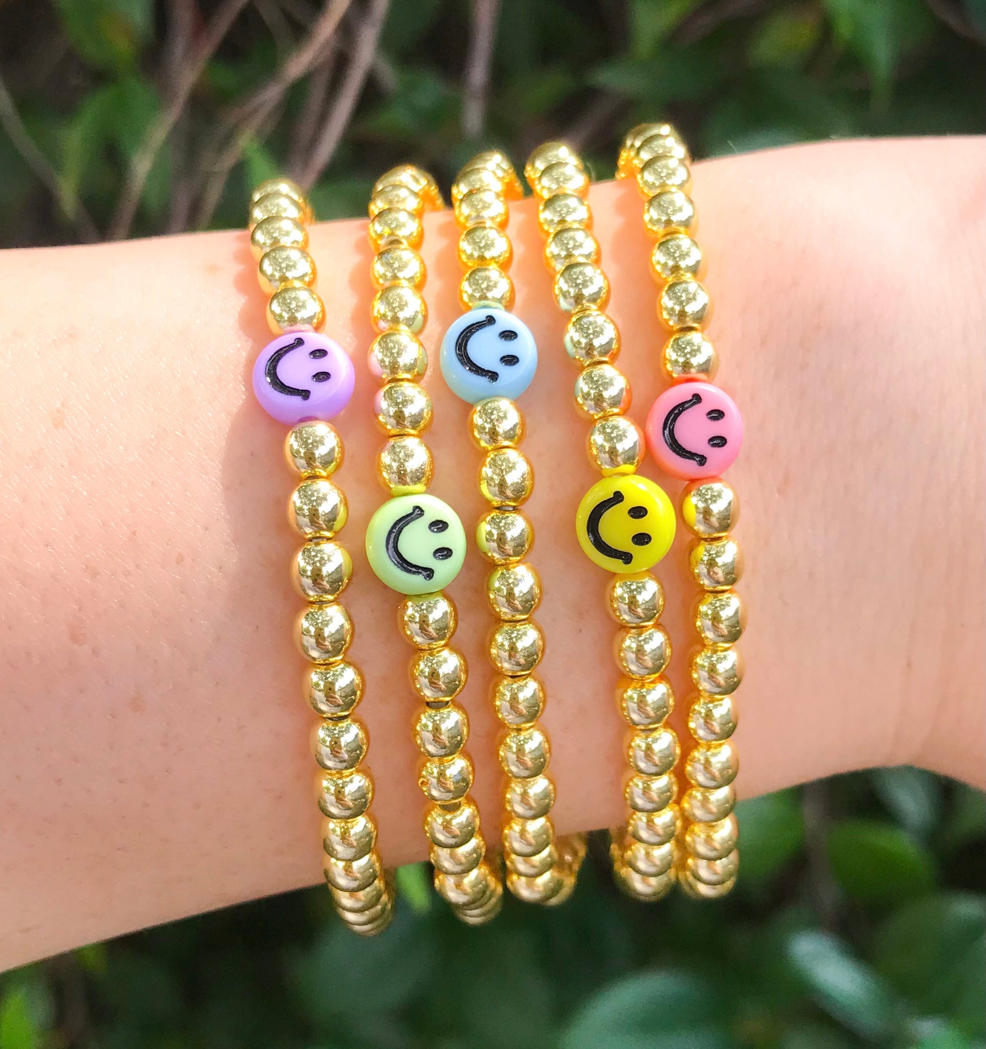 Smiley Face Beads Glass Beads Yellow Mix Beads for Bracelet Bulk