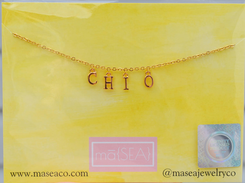 Chi Omega CHI O Mini Sorority Letter Necklace – mā{SEA}