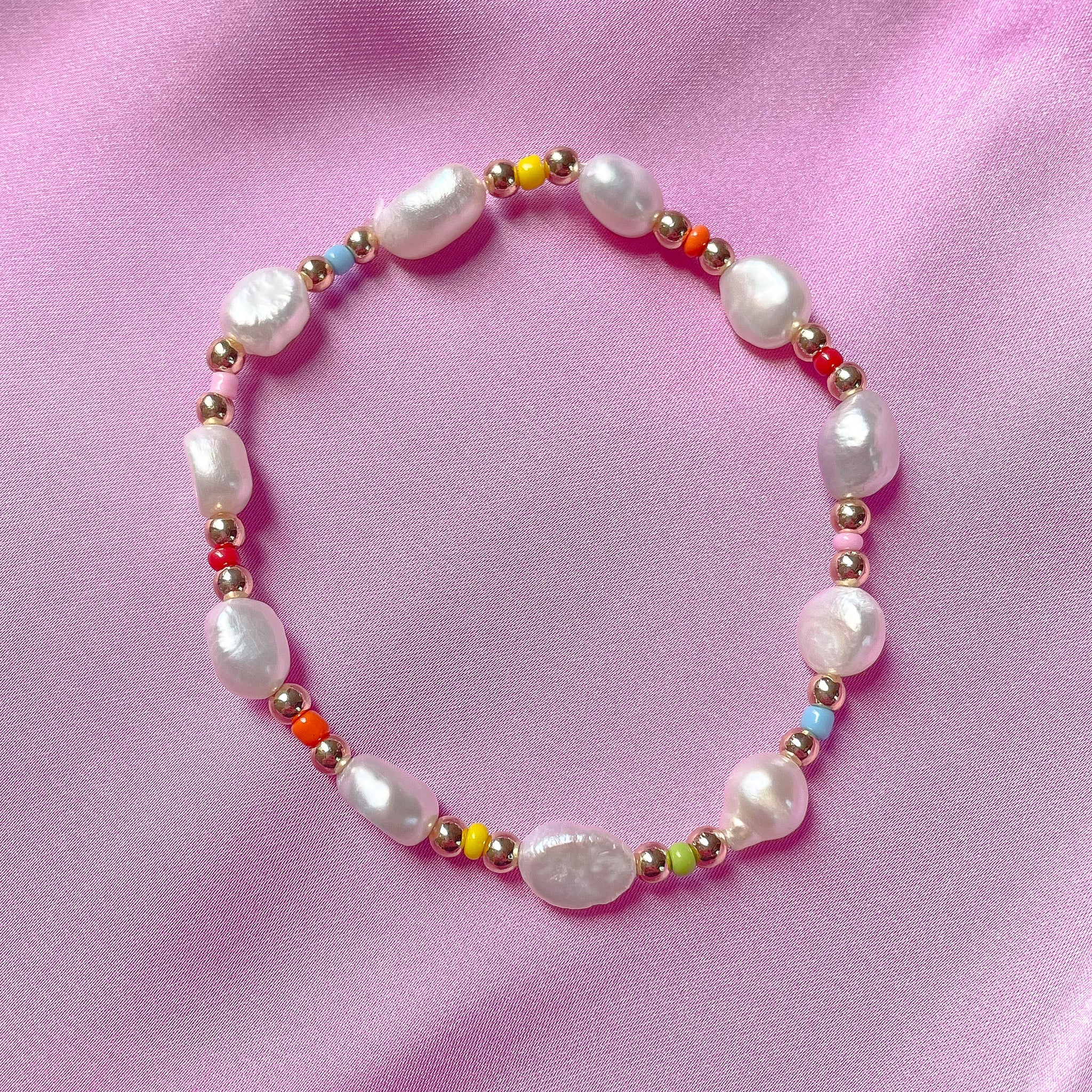 Pearl and Multicolor Beaded Bracelet
