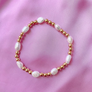 Pearl and Gold Beaded Bracelet