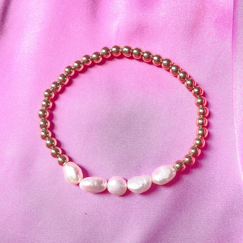 Pearl and Gold Beaded Bracelet