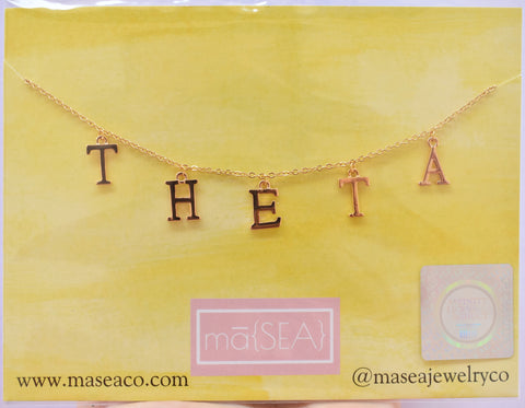 Kappa Alpha Theta THETA Sorority Letter Necklace