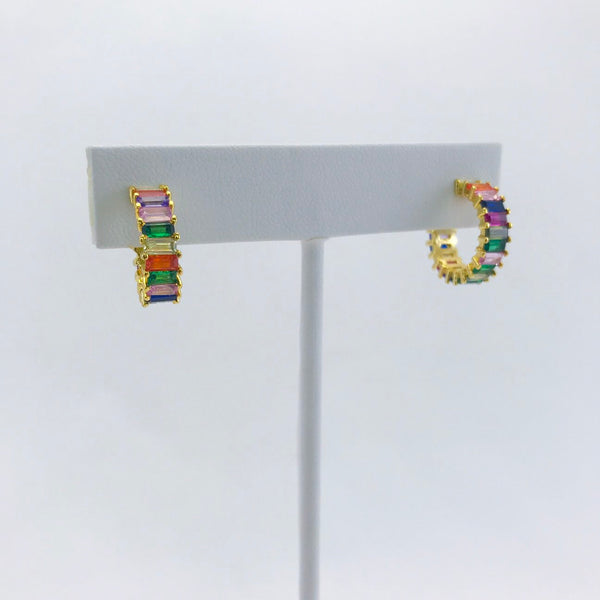 Kyra Adena Rainbow Huggie Hoop Earrings
